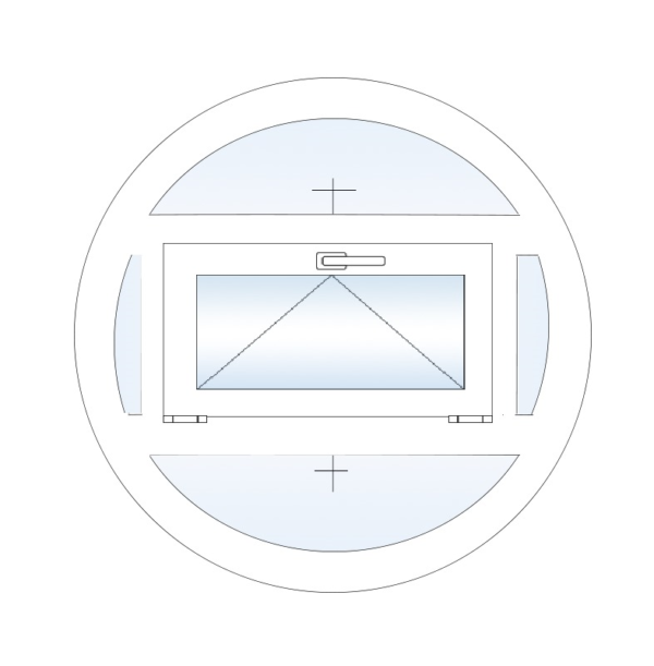Круглое пластиковое окно Rehau с горизонтальной поворотной створкой