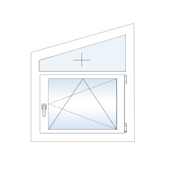 Пластиковое окно -трапеция Rehau с поворотно откидной створкой и глухой фрамугой