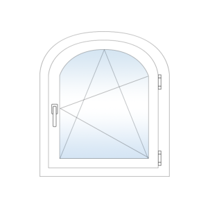 Арочное пластиковое окно Rehau с поворотно откидной створкой