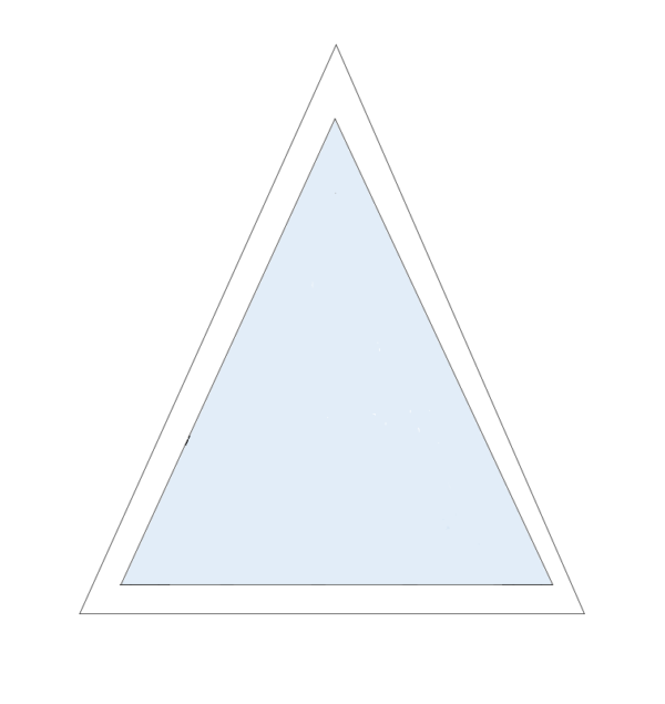 Пластиковое окно Rehau в форме равнобедренного треугольника, глухое