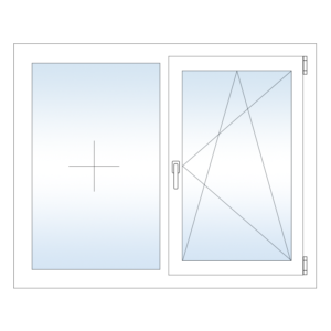 Двухстворчатое окно из Эконом профиля с одной поворотно откидной створкой