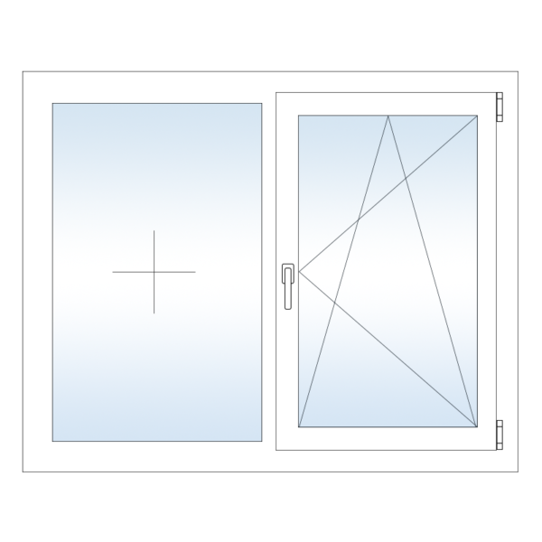 Двухстворчатое окно из Эконом профиля с одной поворотно откидной створкой
