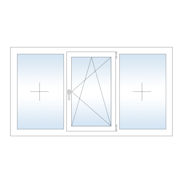 Трехстворчатое пластиковое окно Rehau с центральной поворотно откидной створкой